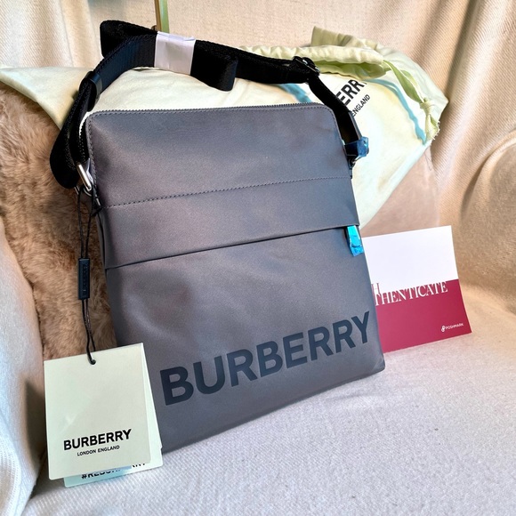 NWT BURBERRY NEO NYLON CROSSBODY IN CHARCOAL GRAY - Picture 1 of 14